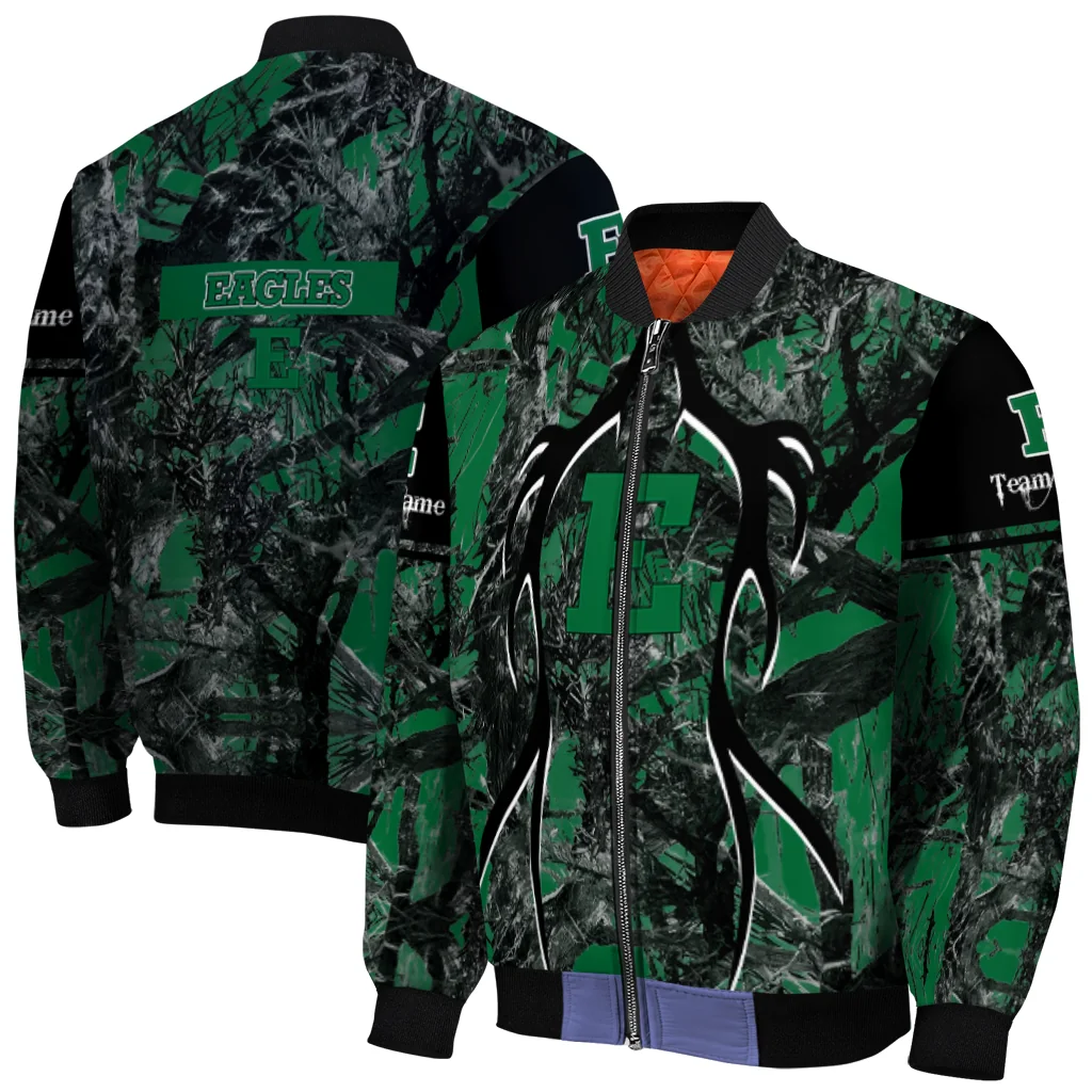 customized eastern michigan eagles antlers motif green black bomber jacket best selling customized eastern michigan eagles antlers motif green black bomber jacket best selling