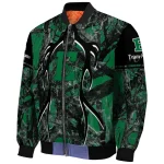 customized eastern michigan eagles antlers motif green black bomber jacket best selling