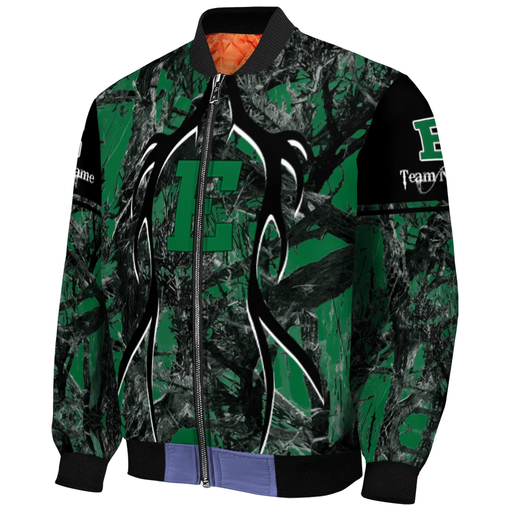 customized eastern michigan eagles antlers motif green black bomber jacket fashion forward customized eastern michigan eagles antlers motif green black bomber jacket fashion forward