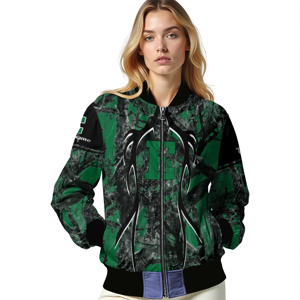 customized eastern michigan eagles antlers motif green black bomber jacket latest model customized eastern michigan eagles antlers motif green black bomber jacket latest model