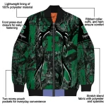 customized eastern michigan eagles antlers motif green black bomber jacket best selling