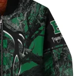 customized eastern michigan eagles antlers motif green black bomber jacket best selling