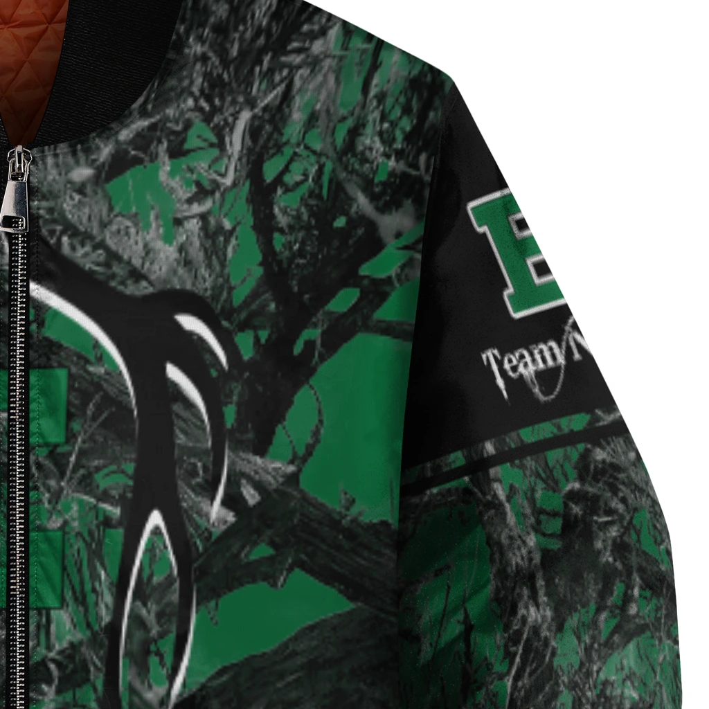 customized eastern michigan eagles antlers motif green black bomber jacket premium grade customized eastern michigan eagles antlers motif green black bomber jacket premium grade