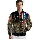 customized eastern michigan eagles patriot deer camouflage bomber jacket best selling