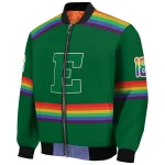 customized eastern michigan eagles rainbow jersey number green bomber jacket best selling
