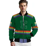 customized eastern michigan eagles rainbow jersey number green bomber jacket best selling