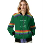 customized eastern michigan eagles rainbow jersey number green bomber jacket best selling