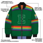 customized eastern michigan eagles rainbow jersey number green bomber jacket best selling