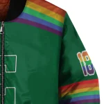 customized eastern michigan eagles rainbow jersey number green bomber jacket best selling