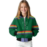 customized eastern michigan eagles rainbow jersey number green bomber jacket best selling