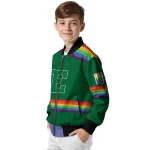customized eastern michigan eagles rainbow jersey number green bomber jacket best selling