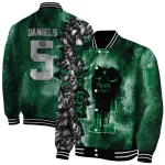 customized eastern michigan eagles skull cluster green varsity jacket best selling