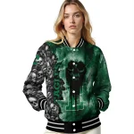 customized eastern michigan eagles skull cluster green varsity jacket best selling