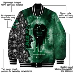 customized eastern michigan eagles skull cluster green varsity jacket best selling