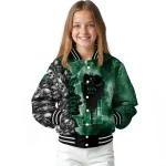 customized eastern michigan eagles skull cluster green varsity jacket best selling