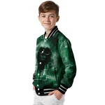 customized eastern michigan eagles skull cluster green varsity jacket best selling