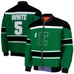 customized eastern michigan eagles stripe statement green black bomber jacket best selling