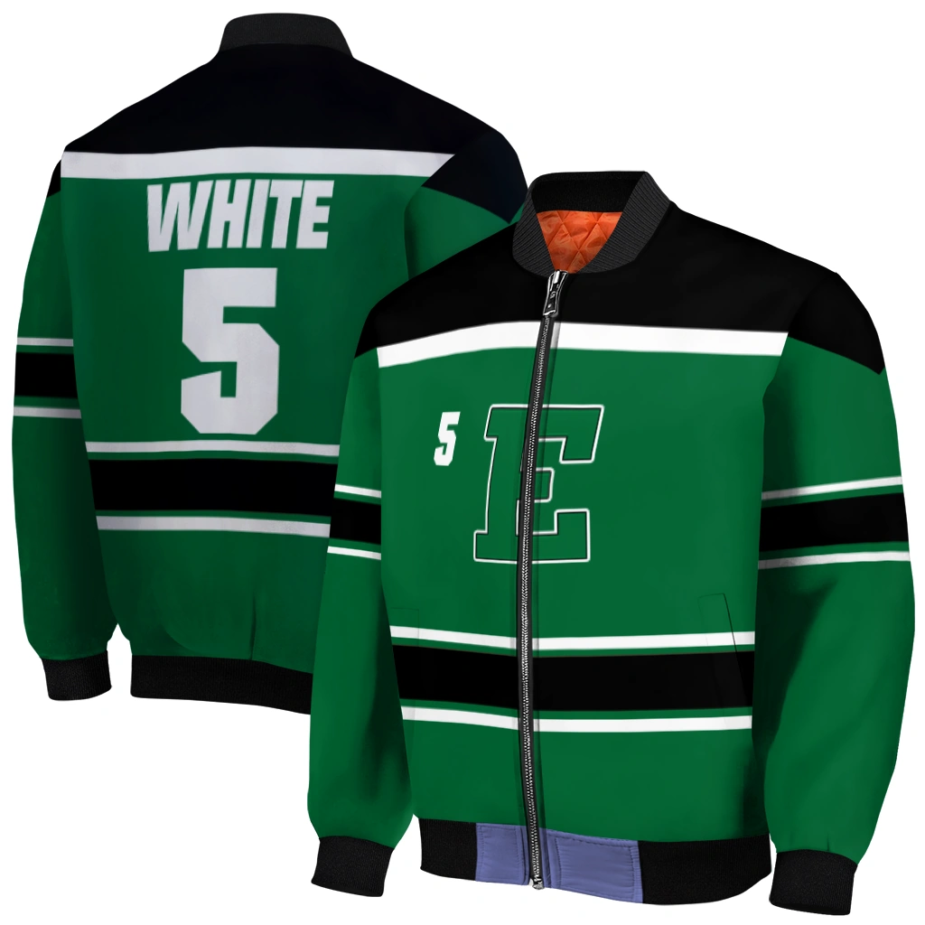customized eastern michigan eagles stripe statement green black bomber jacket best selling customized eastern michigan eagles stripe statement green black bomber jacket best selling