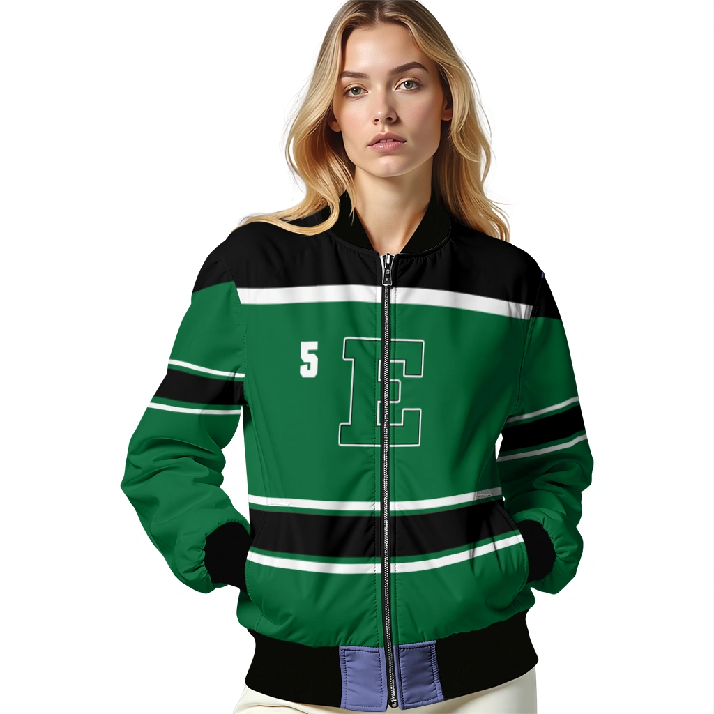 customized eastern michigan eagles stripe statement green black bomber jacket latest model customized eastern michigan eagles stripe statement green black bomber jacket latest model