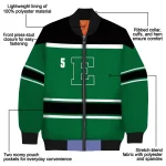 customized eastern michigan eagles stripe statement green black bomber jacket best selling