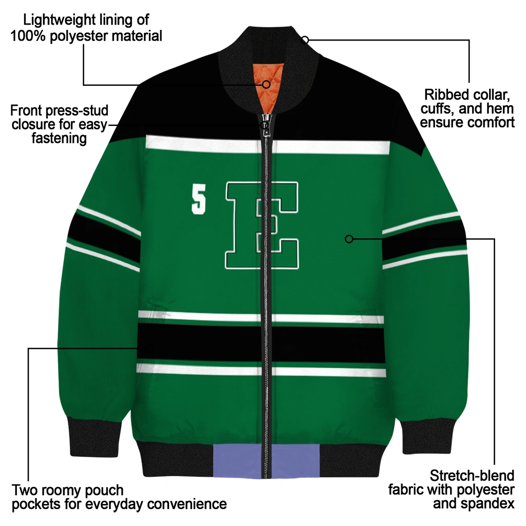 customized eastern michigan eagles stripe statement green black bomber jacket new arrival customized eastern michigan eagles stripe statement green black bomber jacket new arrival