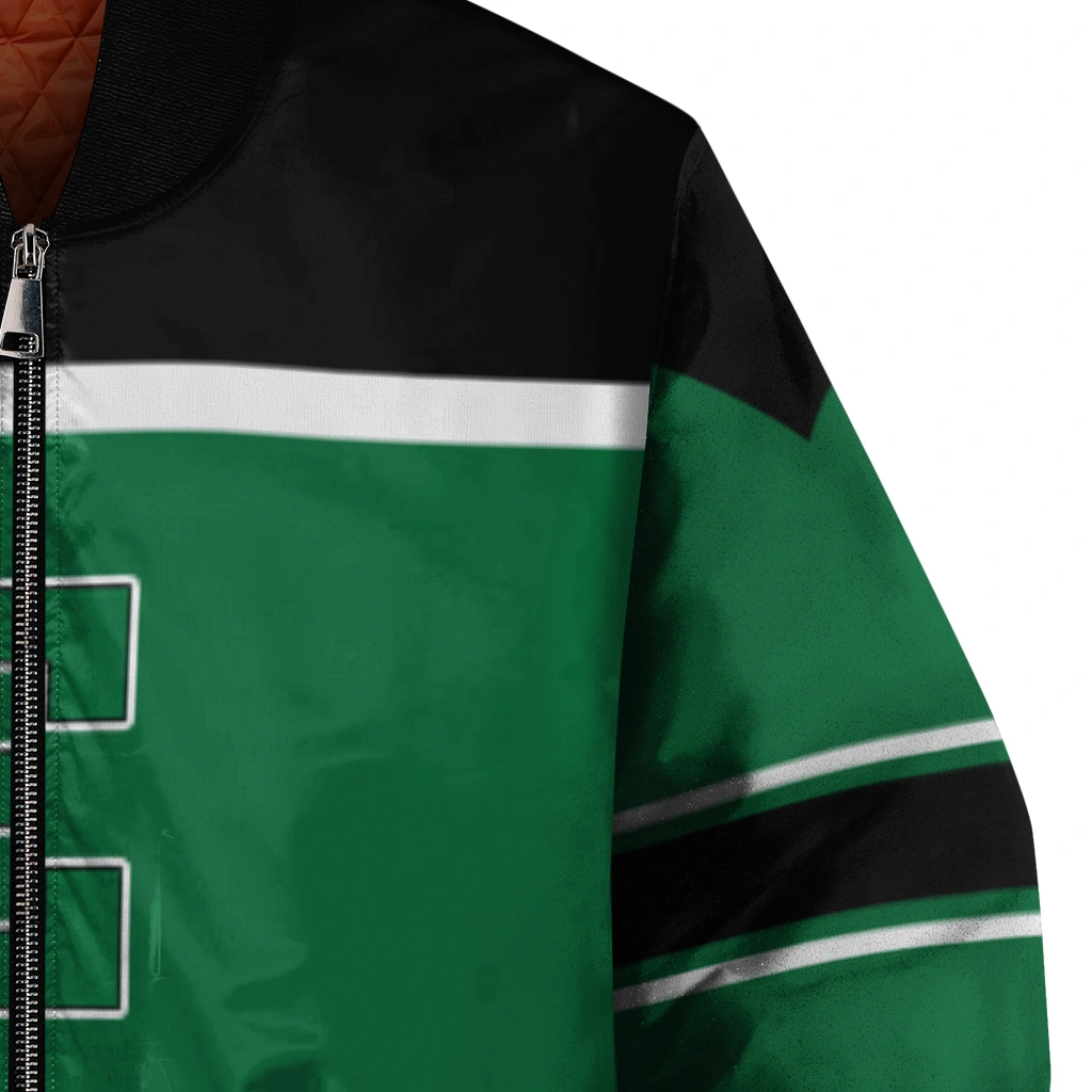 customized eastern michigan eagles stripe statement green black bomber jacket premium grade customized eastern michigan eagles stripe statement green black bomber jacket premium grade