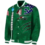 customized eastern michigan eagles usa flag claws green varsity jacket best selling