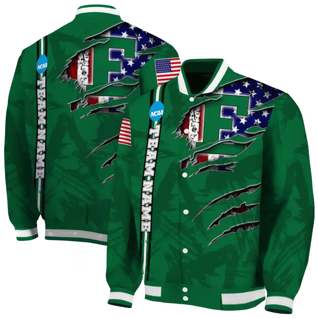 customized eastern michigan eagles usa flag claws green varsity jacket fashion forward customized eastern michigan eagles usa flag claws green varsity jacket fashion forward
