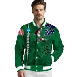 customized eastern michigan eagles usa flag claws green varsity jacket best selling