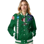 customized eastern michigan eagles usa flag claws green varsity jacket best selling