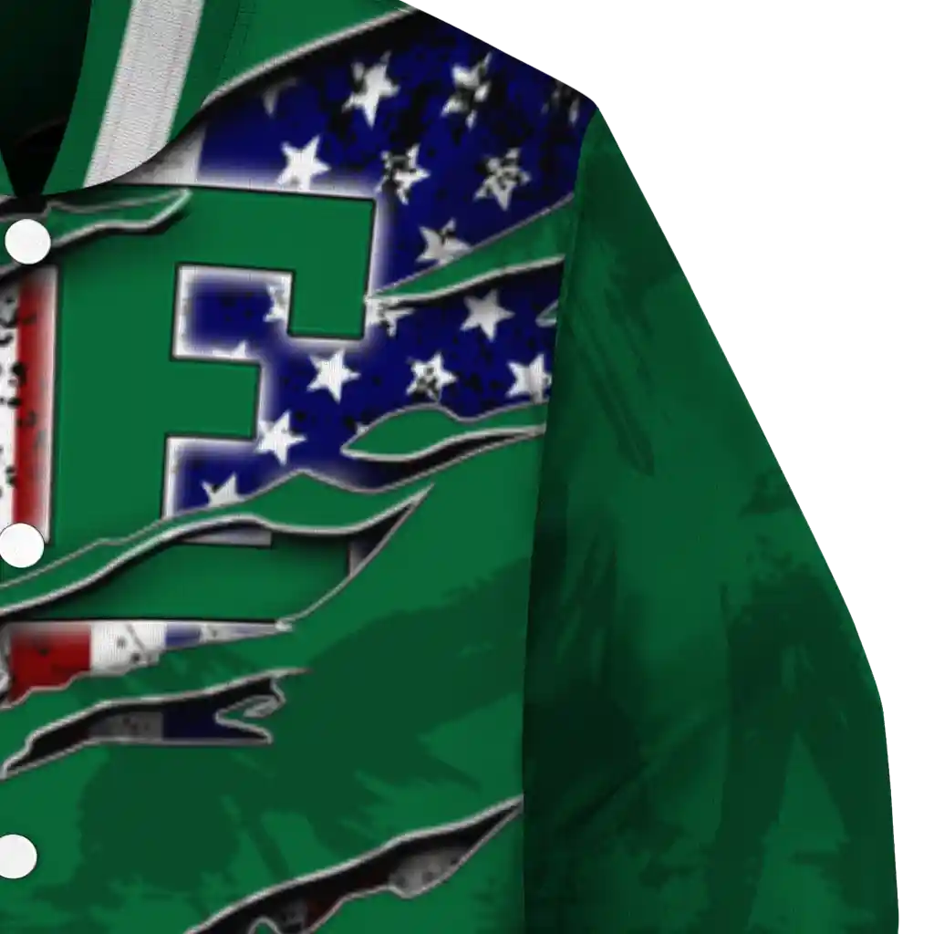 customized eastern michigan eagles usa flag claws green varsity jacket premium grade customized eastern michigan eagles usa flag claws green varsity jacket premium grade
