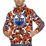 customized edmonton oilers camouflage mashup blue windbreaker jacket best selling