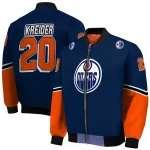 customized edmonton oilers chevron style blue bomber jacket best selling