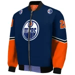 customized edmonton oilers chevron style blue bomber jacket best selling