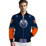customized edmonton oilers chevron style blue bomber jacket best selling