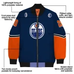customized edmonton oilers chevron style blue bomber jacket best selling