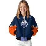 customized edmonton oilers chevron style blue bomber jacket best selling