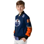 customized edmonton oilers chevron style blue bomber jacket best selling