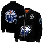 customized edmonton oilers claw cut black bomber jacket best selling