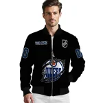 customized edmonton oilers claw cut black bomber jacket best selling
