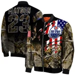 customized edmonton oilers patriot deer camouflage bomber jacket best selling