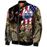 customized edmonton oilers patriot deer camouflage bomber jacket best selling