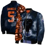 customized edmonton oilers skull cluster blue bomber jacket best selling