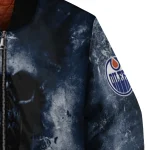 customized edmonton oilers skull cluster blue bomber jacket best selling
