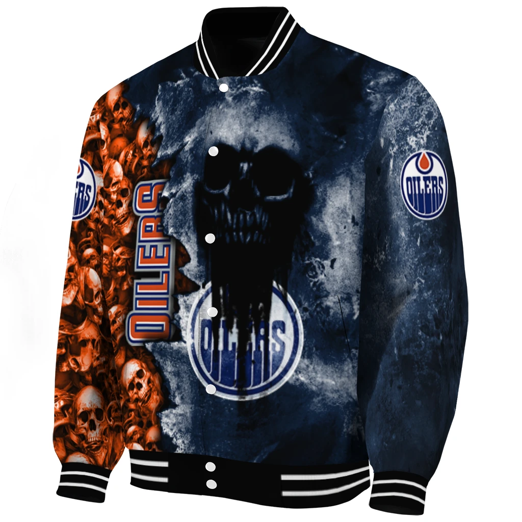 customized edmonton oilers skull cluster blue varsity jacket best selling customized edmonton oilers skull cluster blue varsity jacket best selling