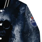 customized edmonton oilers skull cluster blue varsity jacket best selling