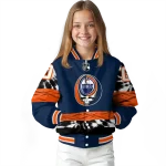customized edmonton oilers skull stripe blue black varsity jacket best selling