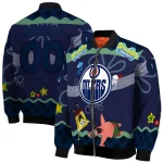 customized edmonton oilers spongebob playtime blue bomber jacket best selling