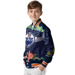 customized edmonton oilers spongebob playtime blue varsity jacket best selling