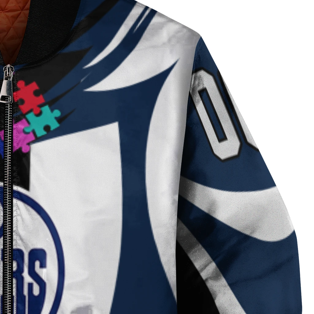 customized edmonton oilers stars and stripes slashes blue bomber jacket premium grade customized edmonton oilers stars and stripes slashes blue bomber jacket premium grade